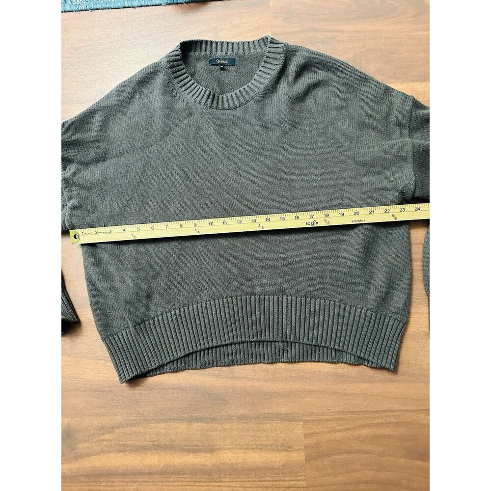 Quince 100% Organic Cotton Boyfriend Crew Sweater - Heather Brown Medium - Picture 2 of 6